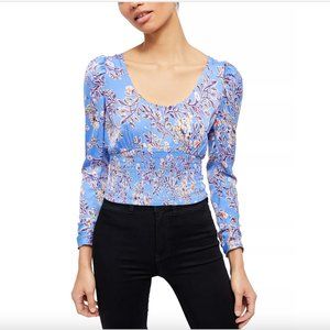 FREE PEOPLE Blue Floral Santiago Blouse S